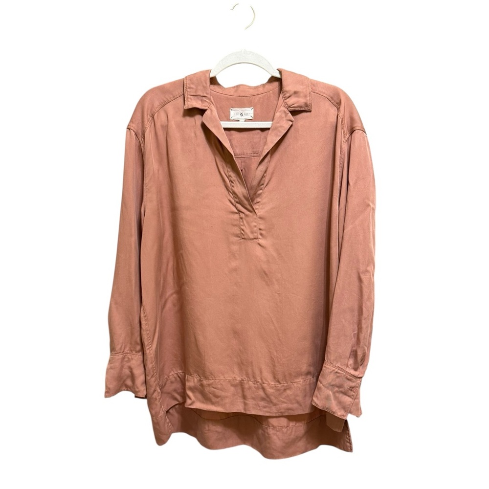 Lou & Grey Womens Super Soft Relaxed Fit Collared Split‎ Neck Dusty Pink Tunic S